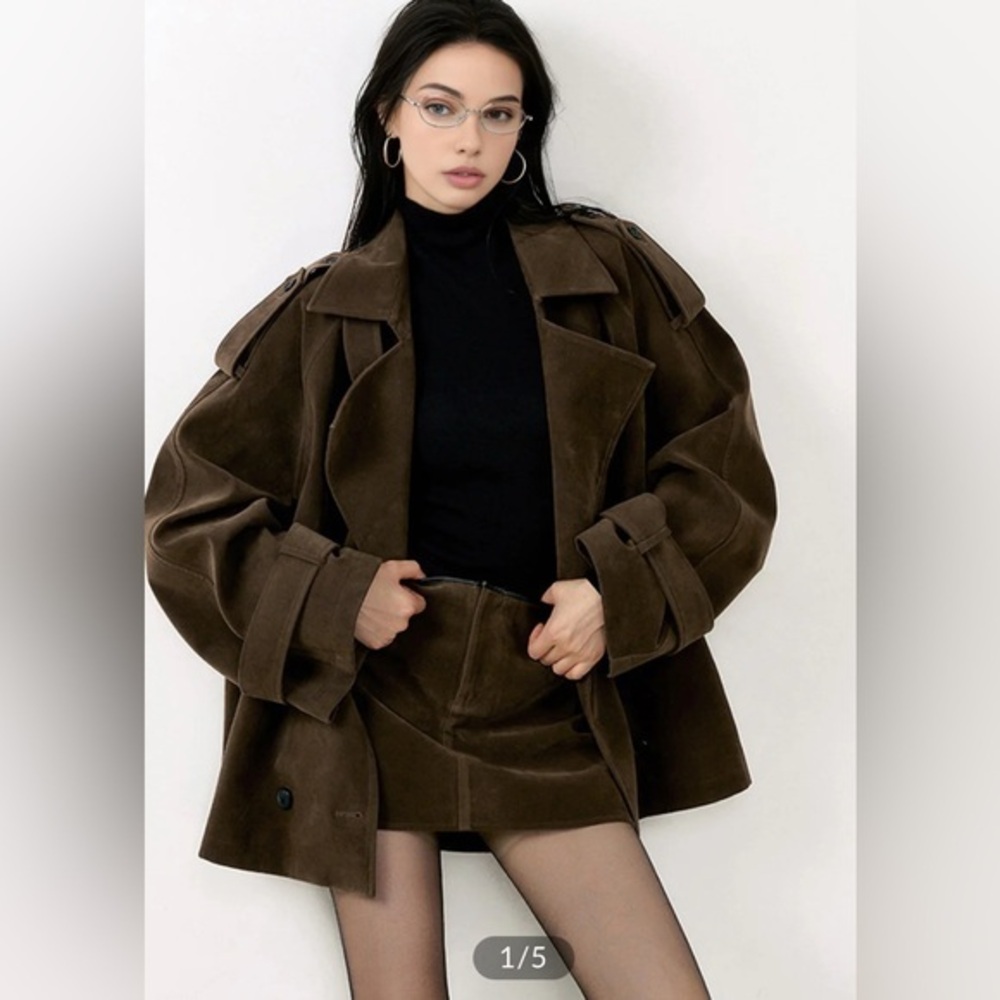 Lapel Loose Suede Jacket size S NWT ‼️SOLD OUT IN COMMENSE WEB - Picture 1 of 9